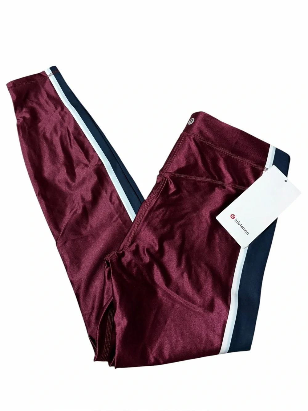 NWT Lululemon Satin Shine High-Rise Tight *25” *Stripe Burgundy Bay/Navy/Ivory 6
